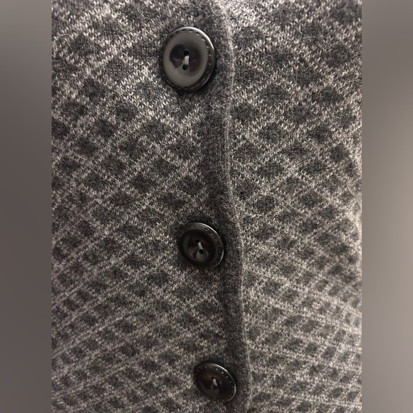 A.Ida Long Cardigan Sweater Diamond Pattern Faux Fur Collar Wool Blend - Picture 6 of 10